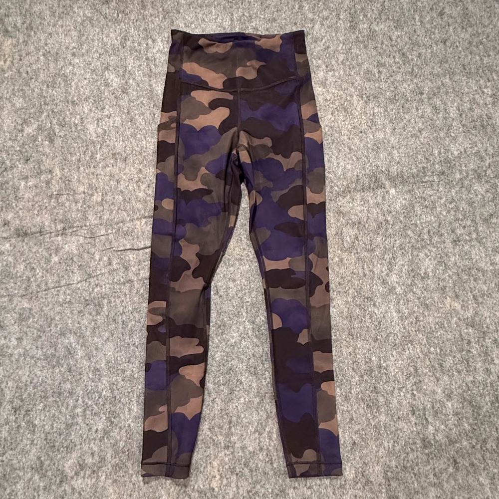 Athleta Ultimate Stash Printed 7/8 Tight XXS Purple Brown Camo Leggings Pockets